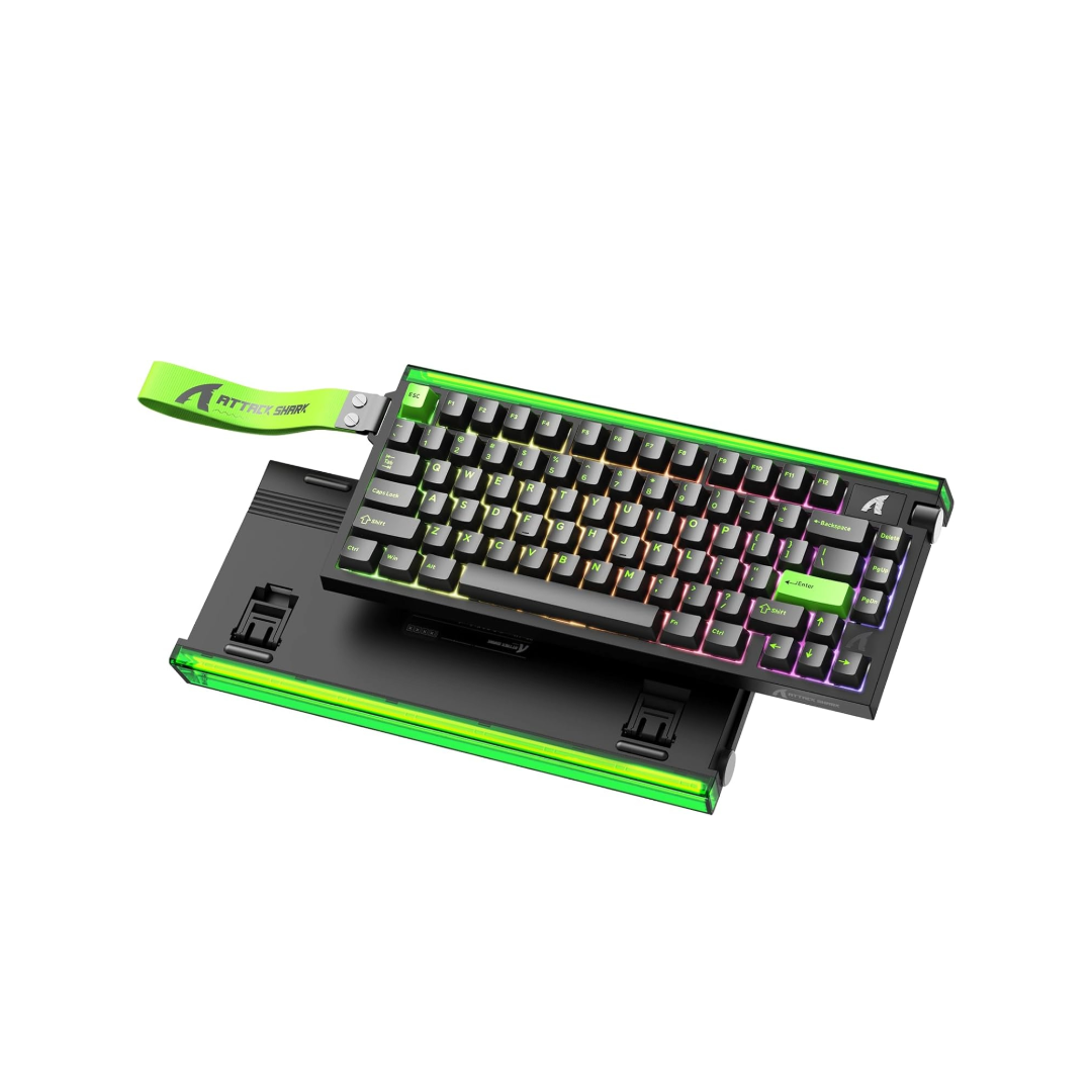 ATTACK SHARK R85HE Wired 75% Hall Effect Rapid Trigger Mechanical RGB Gaming Keyboard with 8K Polling,0.05mm RT Accuracy,0.08MS Latency,Magnetic Switch,5 Layer Sound Damped,Driver for PC(Green)