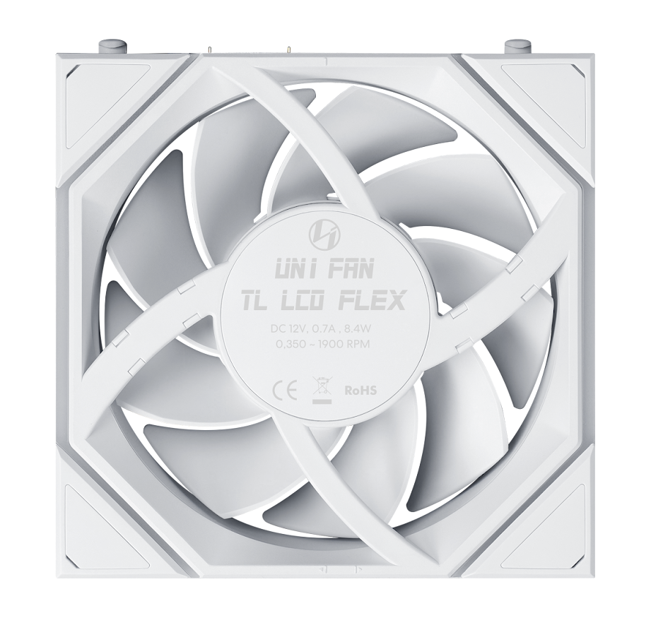 Lian Li UNI FAN TL LCD FLEX 2.4GHz ARGB Wireless 120mm Reverse Fan - White (1-Pack)