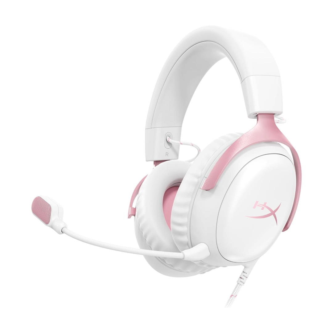 HyperX Cloud III Wired Over-Ear Gaming Headset - White Pink