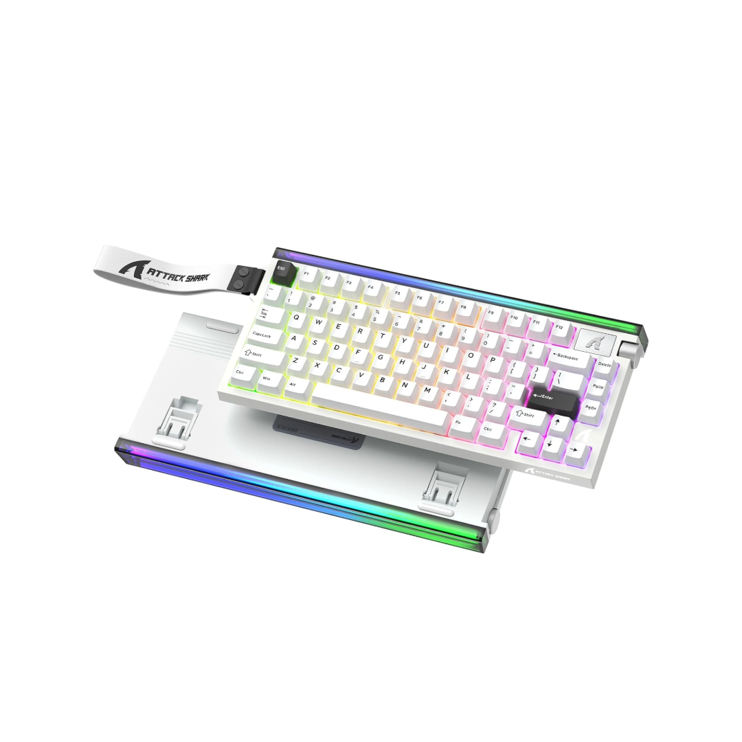 ATTACK SHARK R85HE Wired 75% Hall Effect Rapid Trigger Mechanical RGB Gaming Keyboard with 8K Polling,0.05mm RT Accuracy,0.08MS Latency,Magnetic Switch,5 Layer Sound Damped,Driver for PC(Star White)