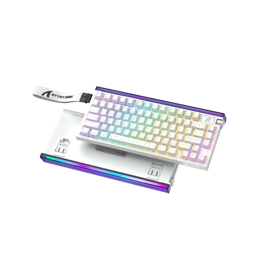 ATTACK SHARK R85HE Wired 75% Hall Effect Rapid Trigger Mechanical RGB Gaming Keyboard with 8K Polling,0.05mm RT Accuracy,0.08MS Latency,Magnetic Switch,5 Layer Sound Damped,Driver for PC(White Contour)