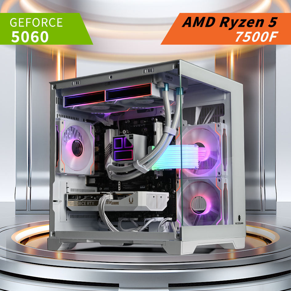 RYZEN 5 7500F | RTX 5060 | Liquid Cooled White Rgb Gaming Pc