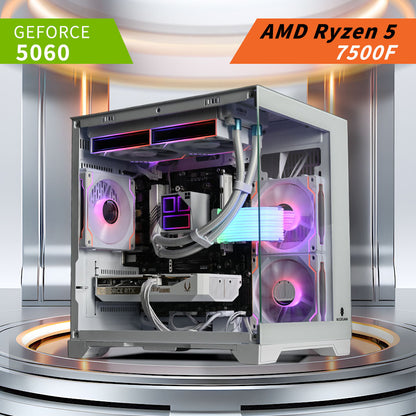 RYZEN 5 7500F | RTX 5060 | Liquid Cooled White Rgb Gaming Pc