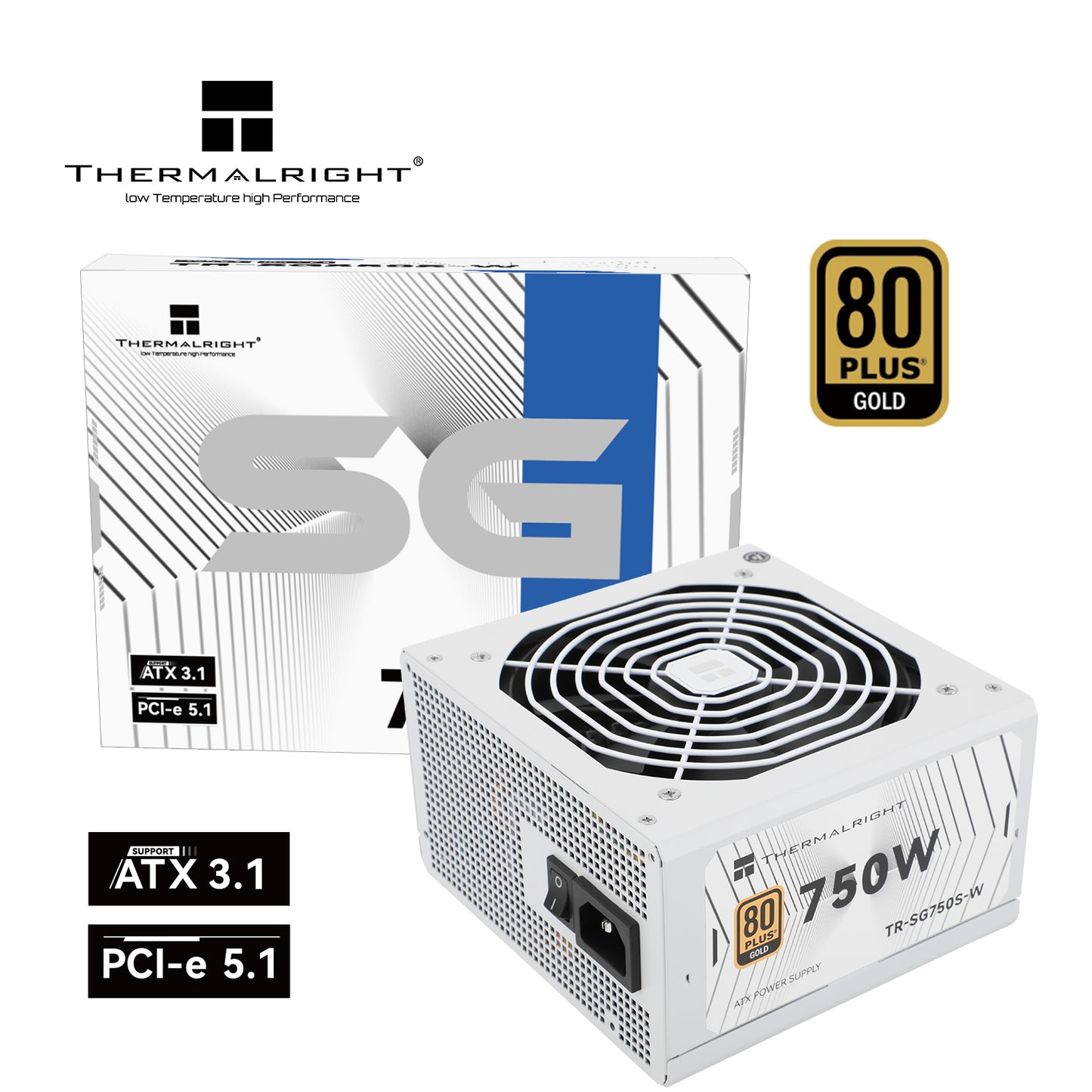 THERMALRIGHT 750W ATX3.1 80+ White GOLD PSU (5YRS) TR-SG750S-W