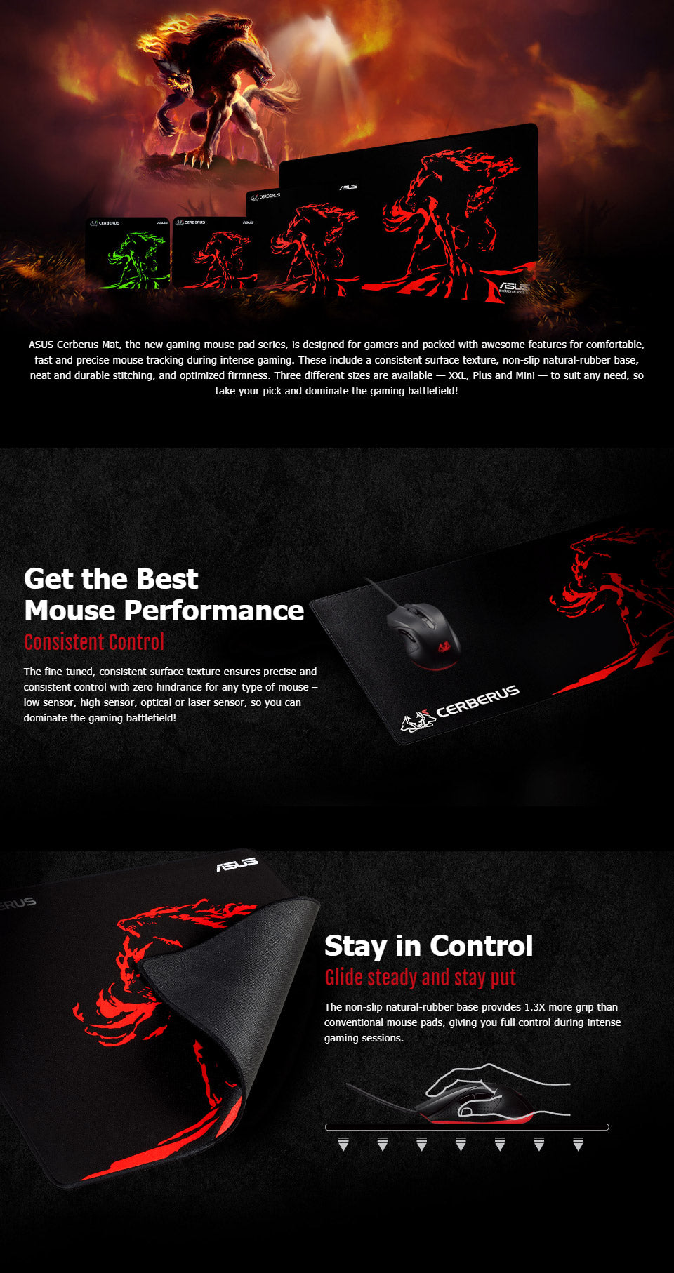 ASUS Cerberus Mat Mini Gaming Mouse Pad Red long picture