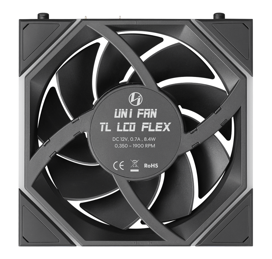 Lian Li UNI FAN TL LCD FLEX 2.4GHz ARGB Wireless 120mm Reverse Fan - Black (1-Pack)