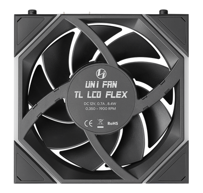 Lian Li UNI FAN TL LCD FLEX 2.4GHz ARGB Wireless 120mm Reverse Fan - Black (1-Pack)