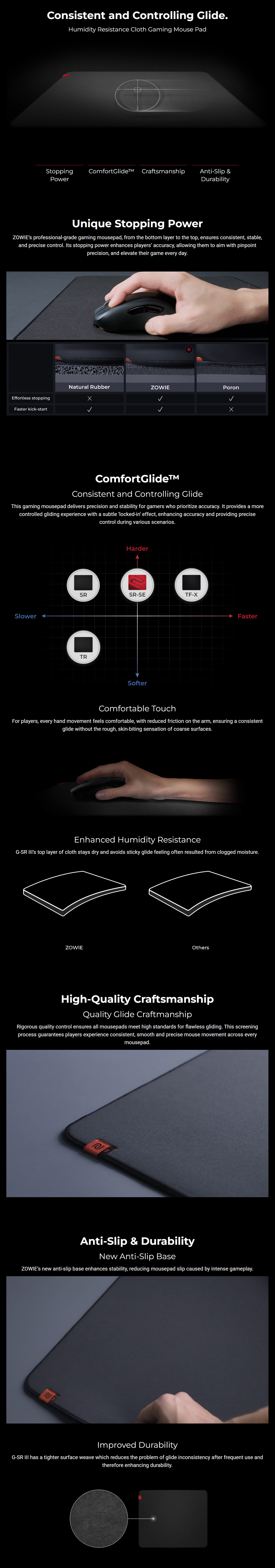 BenQ ZOWIE G-SR III Esports Gaming Mouse Pad - Black (Large) long picture