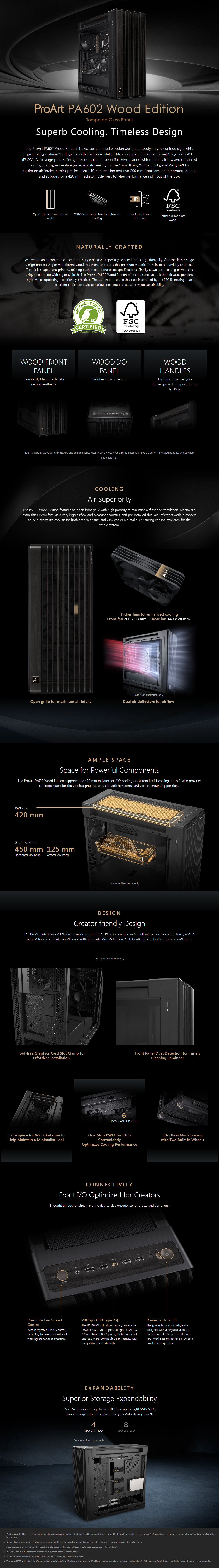 ASUS ProArt PA602 Wood TG PWM Black Edition E-ATX Case long picture