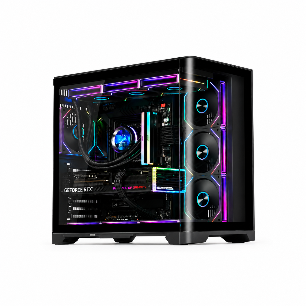 Curved glass open view ATX case - Black