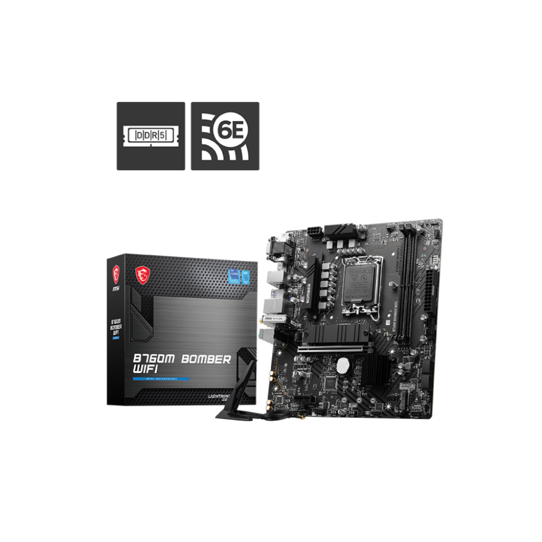 MSI B760M BOMBER WIFI DDR5 Intel LGA 1700 Micro-ATX Motherboard