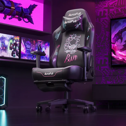 AutoFull C3 Graffiti Gaming Chair - Black & Purple (AF111BSSC)