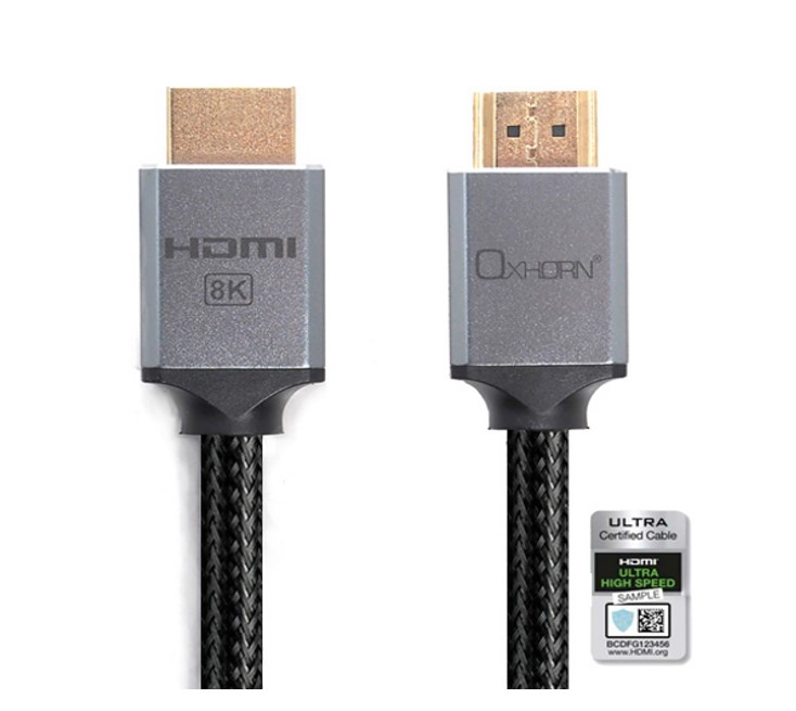 Oxhorn HDMI2.1 8K@60Hz 3D Ultra Certified Ethernet Aluminum Header Cable 1.8m Male to Male