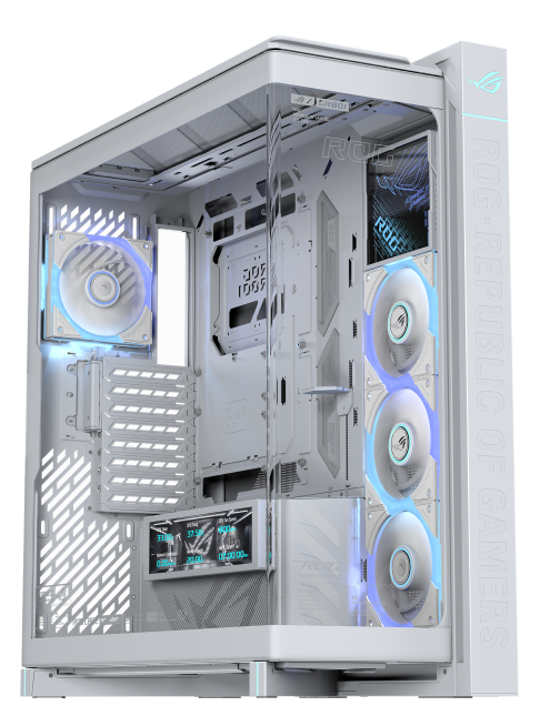 ASUS ROG Cronox ARGB WHITE GR801 CURVE TG E-ATX Case, Curve Tempered Glass Side Panel (4 fans included)