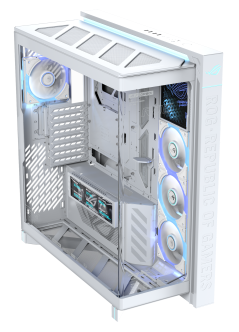 ASUS ROG Cronox ARGB WHITE GR801 CURVE TG E-ATX Case, Curve Tempered Glass Side Panel (4 fans included)