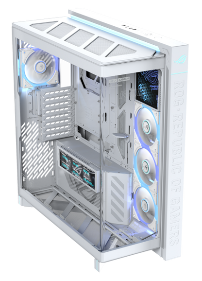 ASUS ROG Cronox ARGB WHITE GR801 CURVE TG E-ATX Case, Curve Tempered Glass Side Panel (4 fans included)