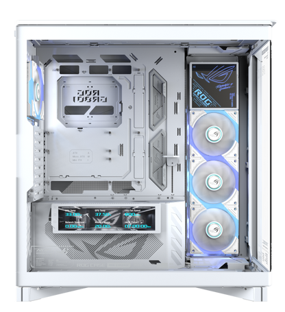 ASUS ROG Cronox ARGB WHITE GR801 CURVE TG E-ATX Case, Curve Tempered Glass Side Panel (4 fans included)