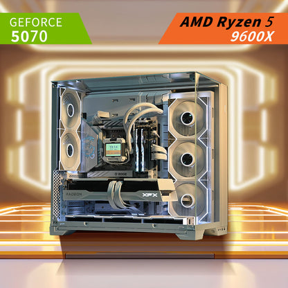 RYZEN 5 9600x | RTX 5070 White | Liquid Cooled RGB Gaming Pc