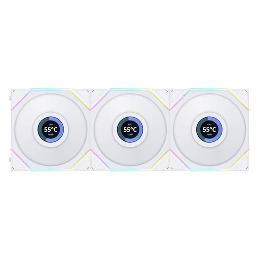Lian Li Uni Fan TL120 LCD Wireless ARGB 120mm Fan - White (3-Pack)