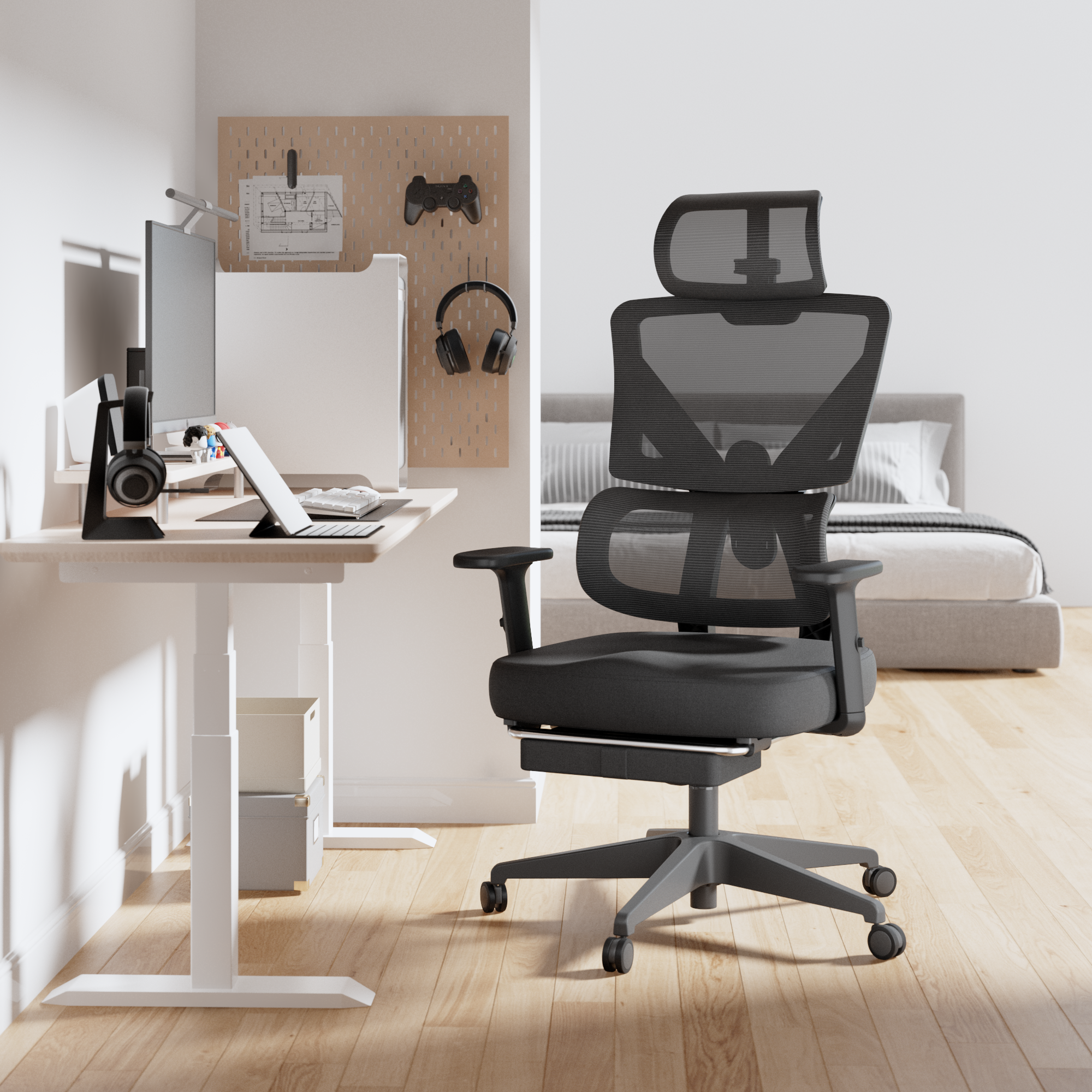 AutoFull HBADA P5 Ultra Black Ergonomic Chair long picture